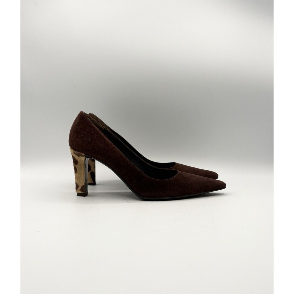 Valentino Garavani Brown Suede Pointed Toe Heels Cheetah Pony Hair Heel EU 36.5